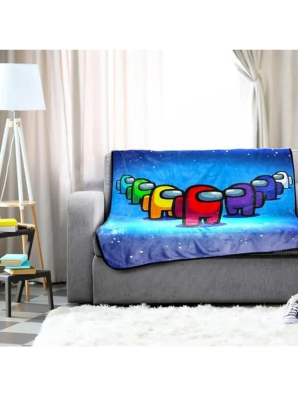 Cozy Among Us Fleece Blanket for Kids - Soft Silk Touch Throw & Stickers Bundle